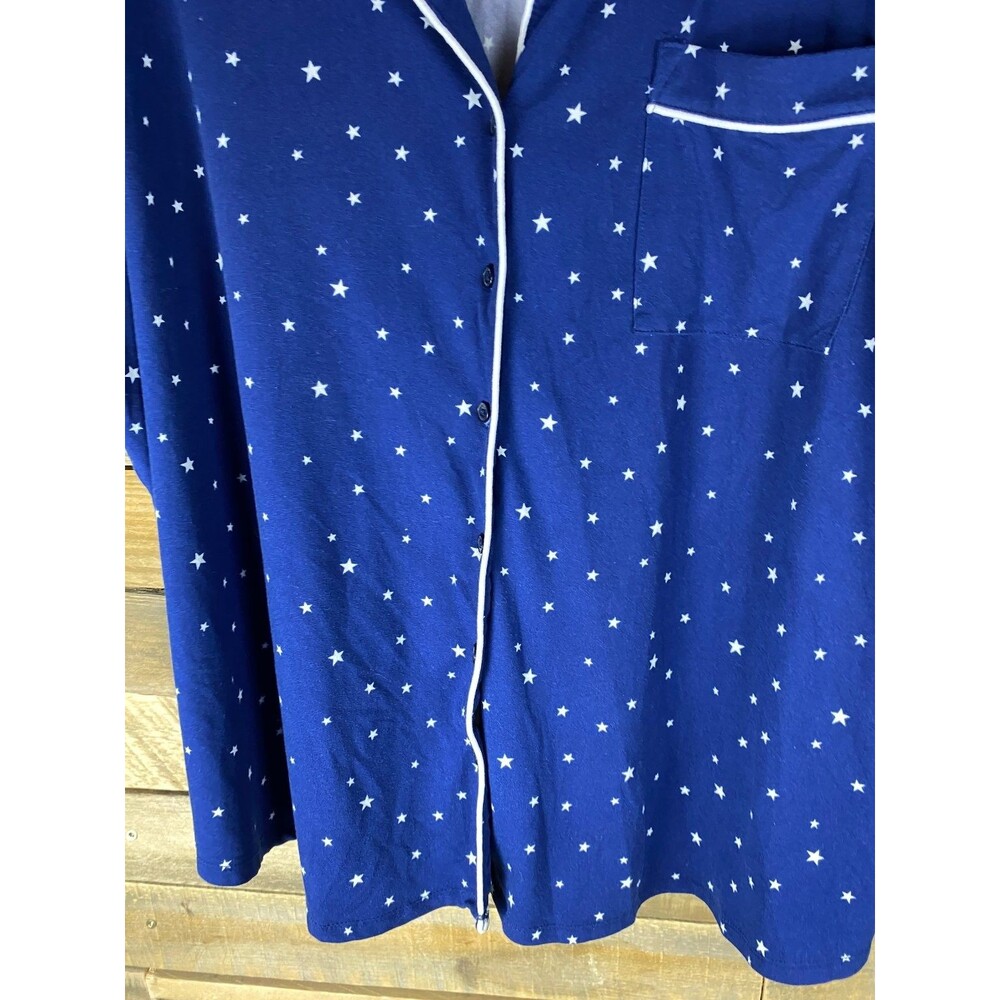 Joyspun Women's Plus Sz 3X Sleepwear Set Navy Blue Star Print Polyester - Picture 6 of 16